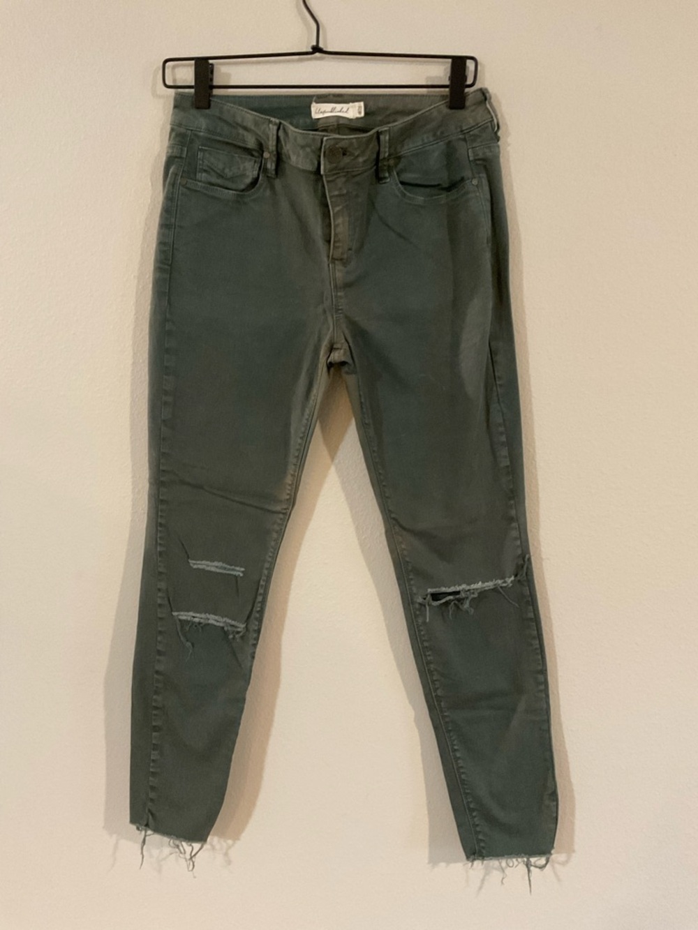 Publish Olive Green Skinny Jeans with Knee Rips